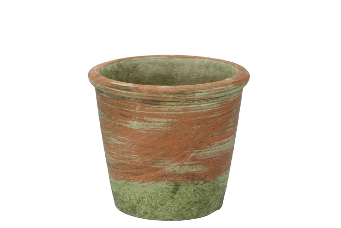 <h4>Concrete Pot Old Green/red 14x12cm</h4>