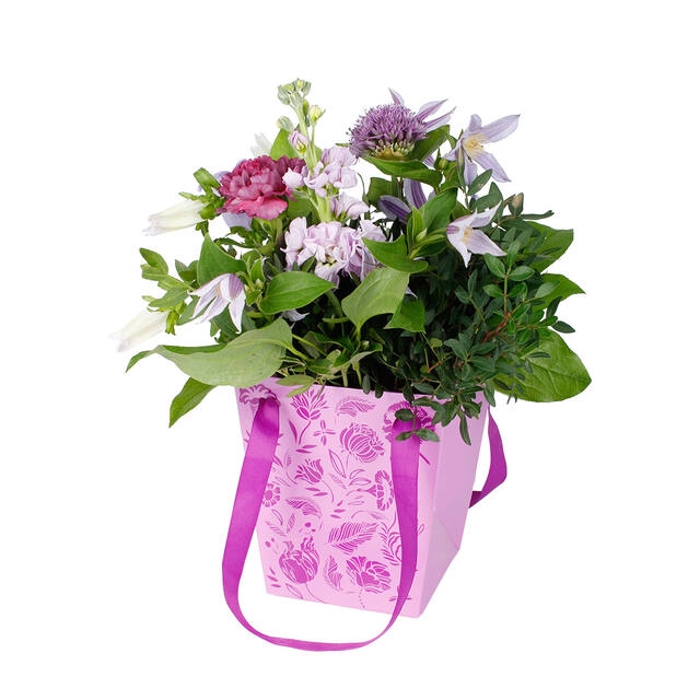 <h4>Bag Floral cardboard 16x12xH18cm purple</h4>