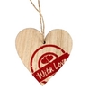 Pendant stamp heart wood 7x7cm+16cm rope red