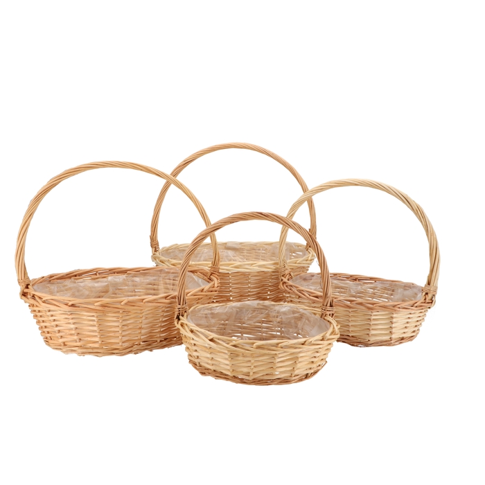 <h4>Wicker Basket Ruby With Handle Natural 45x42x38cm Set 4</h4>
