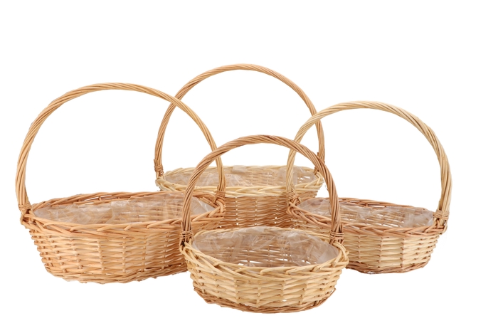 <h4>Wicker Basket Ruby With Handle Natural 45x42x38cm Set 4</h4>