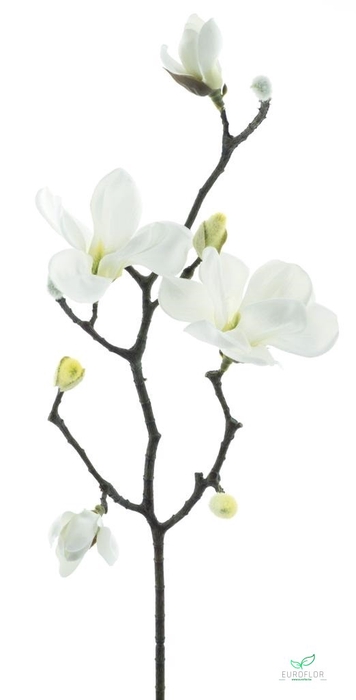 SILK FLOWERS - MAGNOLIA SPRAY OSAKA WHITE 59CM