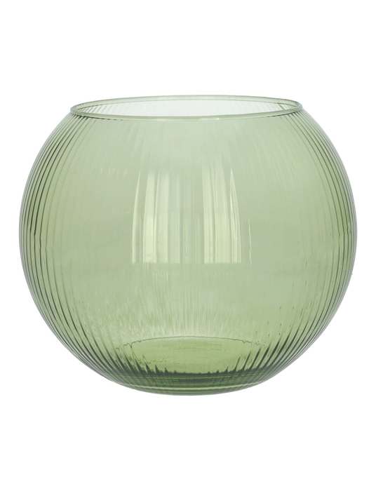 <h4>DF02-883918400 - Glass bowl Alverda Lines d12/19xh15.5 nile green</h4>