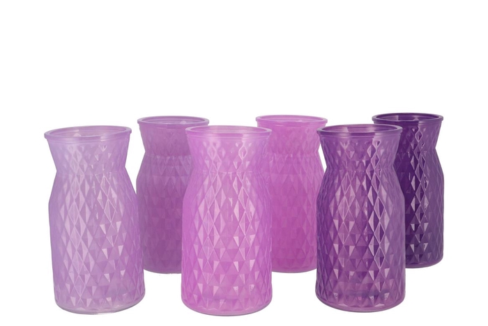 Diamond Purple Mix Vase Ass 12x20cm Nm