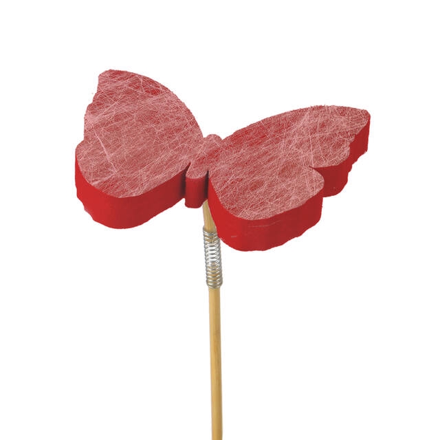 <h4>Pick butterfly Fiber foam 7x7cm+50cm stick red</h4>