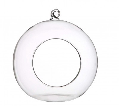 Glass Deco ball+hole d14*15cm