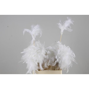 Stick Feather Pearlwire White