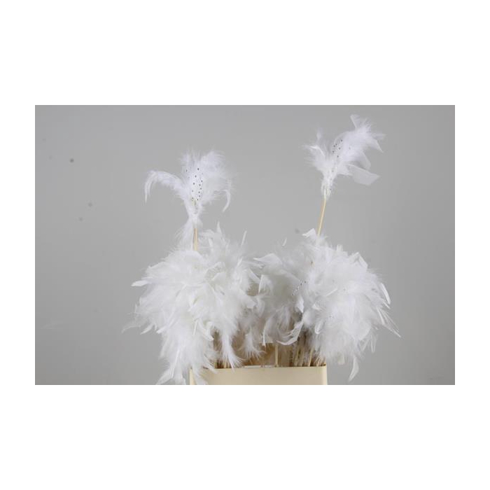 <h4>Stick Feather Pearlwire White</h4>