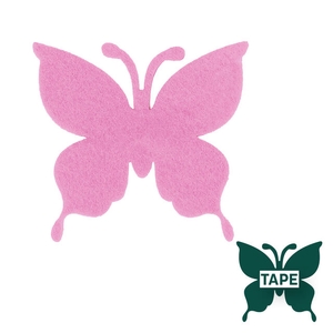 Butterfly felt 8x8,5cm + tape pink