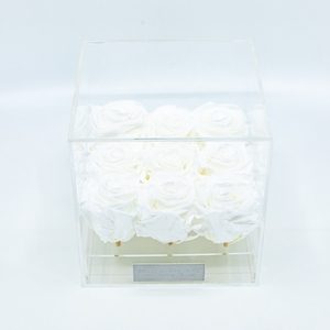 Plexi 15cm witte rozen