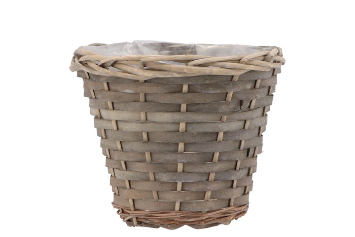 Wicker Basket Pot Round Grey 19x16cm