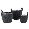 Wicker Basket With Ears Black Pot Set 3dlg 24x21cm