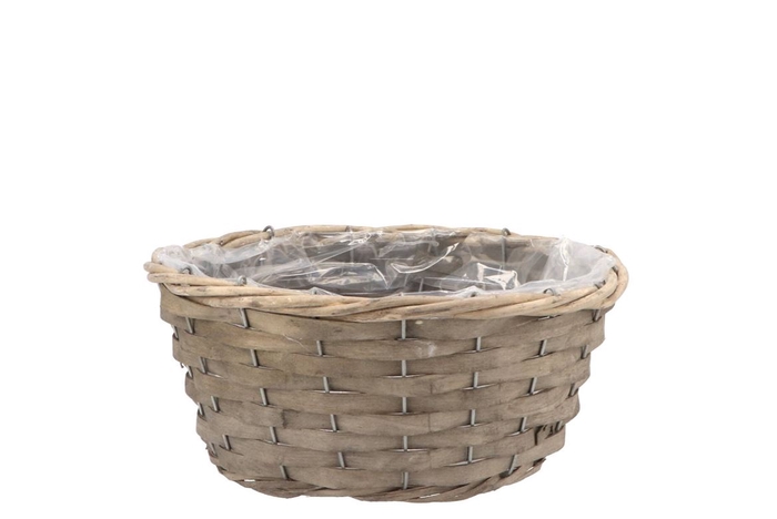Wicker Bowl Basket Round Grey 25x11cm