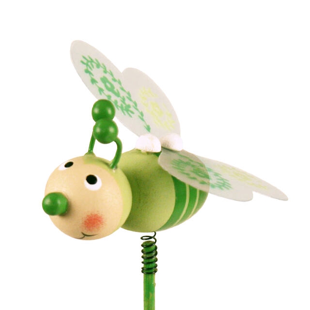 Pick Bee wood 5,5x5,5cm+50cm stick green