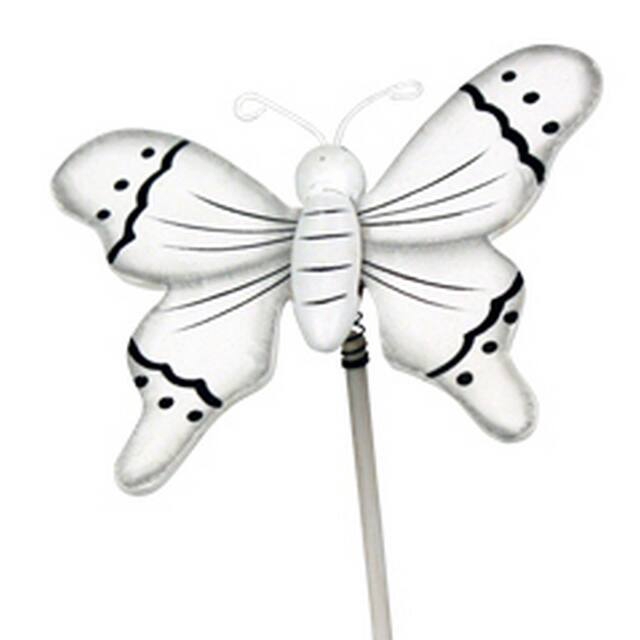 Bijsteker Vlinder flying hout 5x6cm+20cm stok wit
