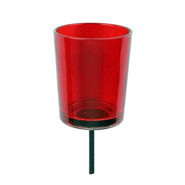 Waxine glass red on stick 8cm (14,5 cm)