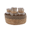 Seagrass Straw Basket 5 Bottles Black/nat 25x14 Nm