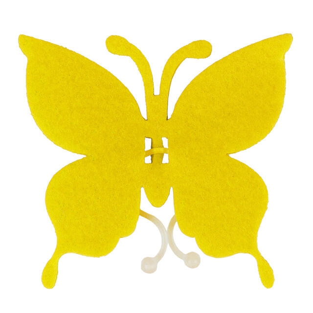 Butterfly felt 8x8,5cm + clip yellow