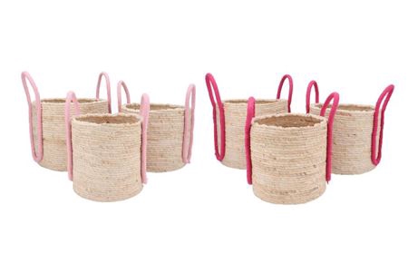 Venice Fuchsia/pink Basket Handles Set 3 35x28/32x26/26x25