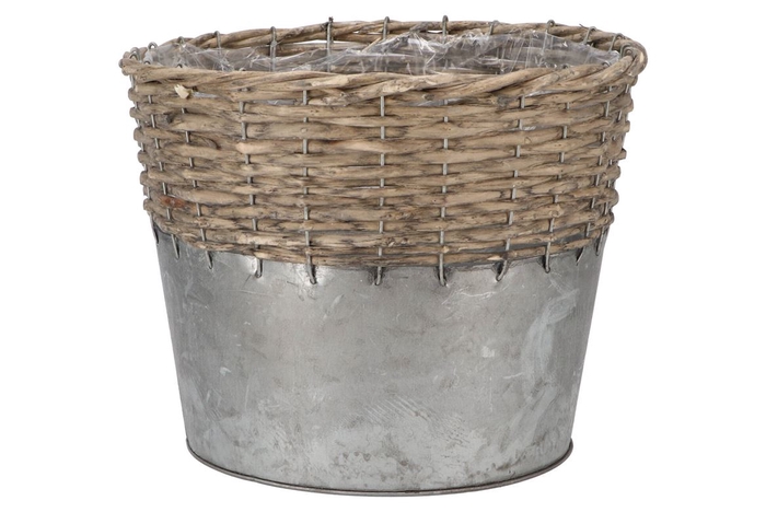 <h4>Wicker Basket Pot + Zinc Grey 25x20cm</h4>