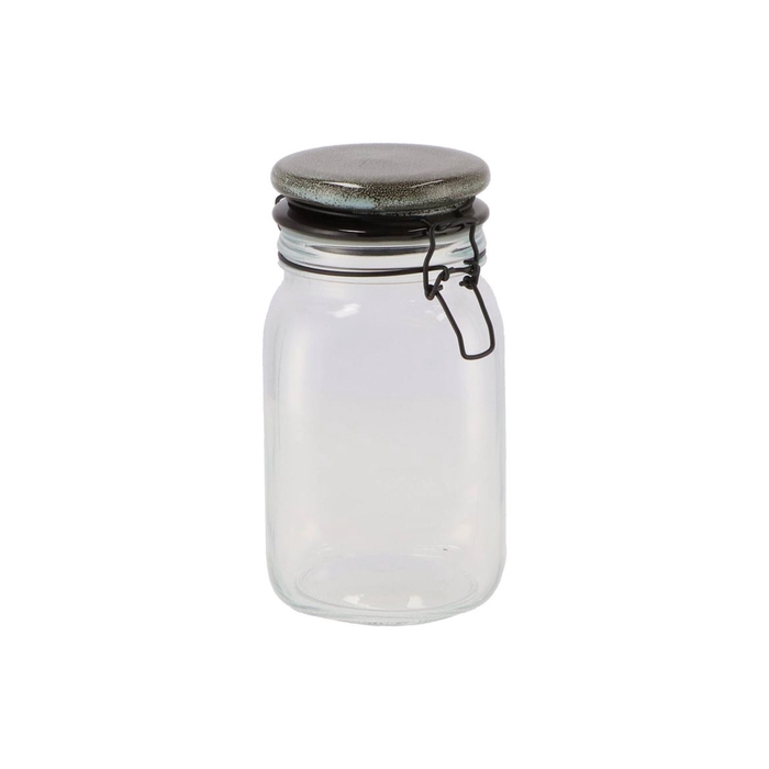 <h4>Amber Glass Jar With Lid Green 11x22cm</h4>