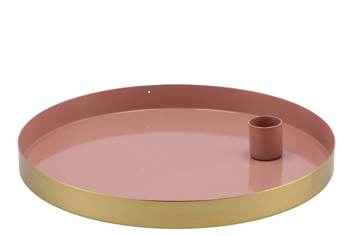 <h4>Marrakech Pink Candle Plate Round 22x2,5cm</h4>