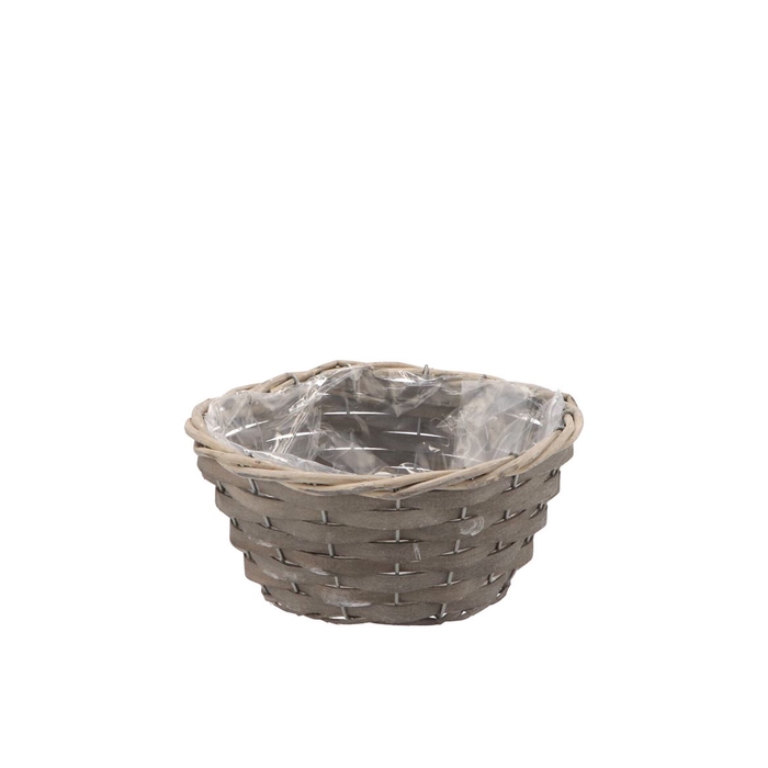 <h4>Wicker Bowl Basket Round Grey 19x9cm</h4>