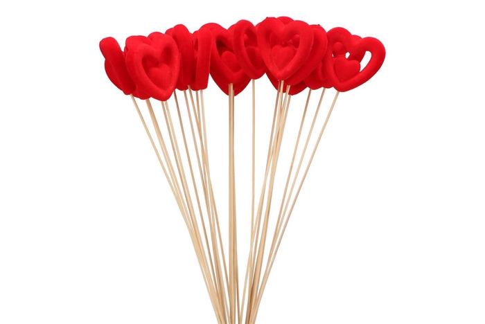 <h4>Stick-ins Heart Red Double 8x2x50cm Set Of 25</h4>