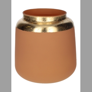 DF02-666003600 - Vase Mona d7.7/12.7xh12.5 brown matt/gold