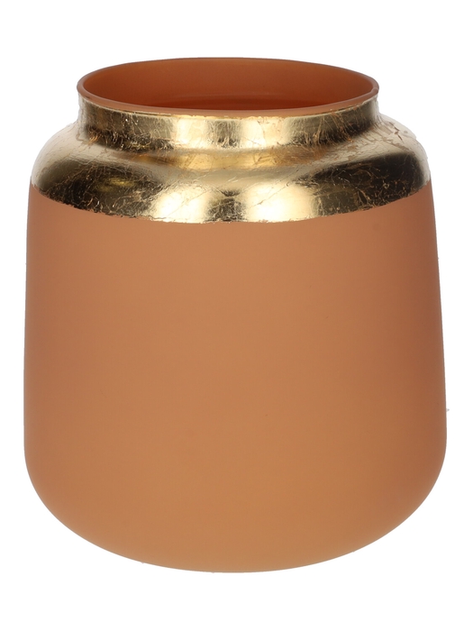 <h4>DF02-666003600 - Vase Mona d7.7/12.7xh12.5 brown matt/gold</h4>