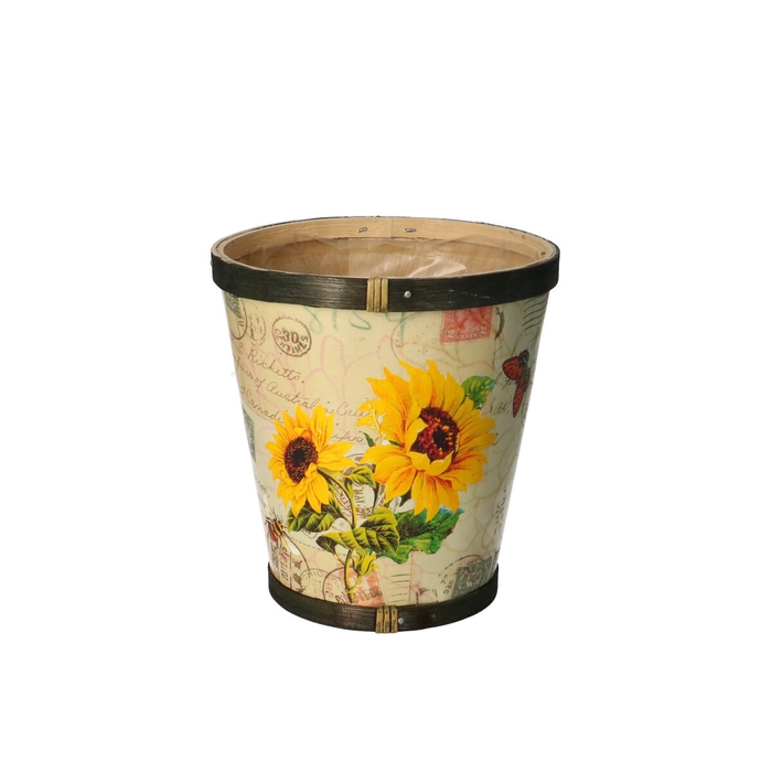 <h4>Wood Sunflower pot d13*14cm</h4>