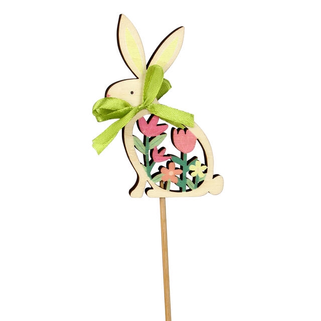 <h4>Bijsteker Bunny Flower hout 10x7cm+50cm stok groen</h4>