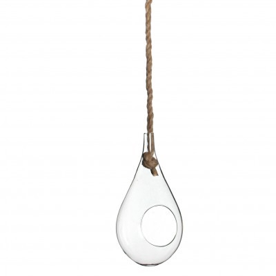 Glass Hanging drop+rope d12*25cm