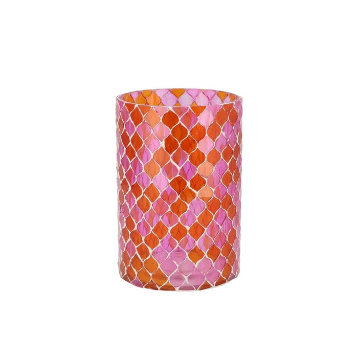<h4>Glowing Mosaic Fuchsia/orange T-lights 10x15cm</h4>