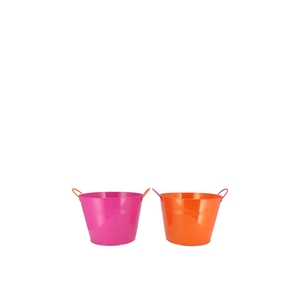Zinc Basic Fuchsia/orange Ears Bucket 10x9cm