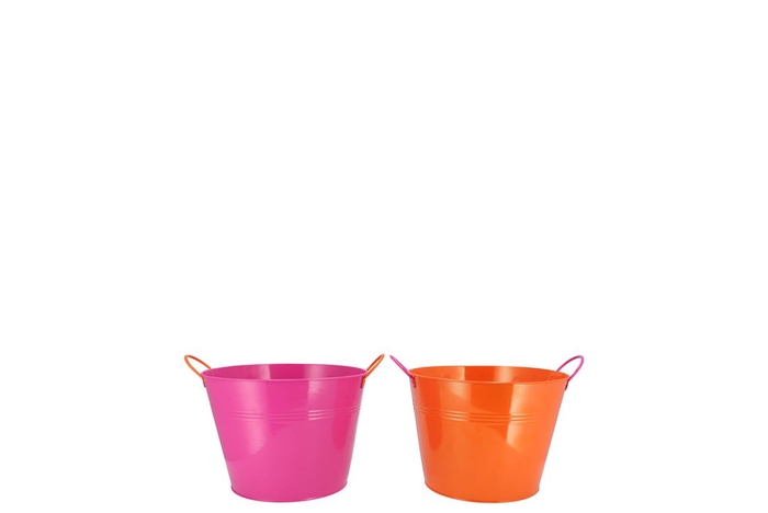 Zinc Basic Fuchsia/orange Ears Bucket 10x9cm