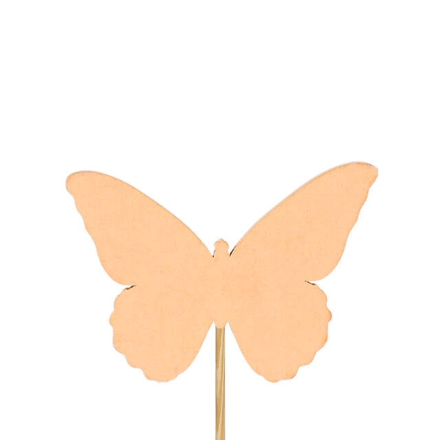 <h4>Bijsteker vlinder Ivy hout 6x8cm+12cm stick oranje</h4>