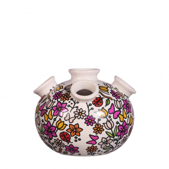 <h4>Ceramics Tulip vase doodle d13*11cm</h4>