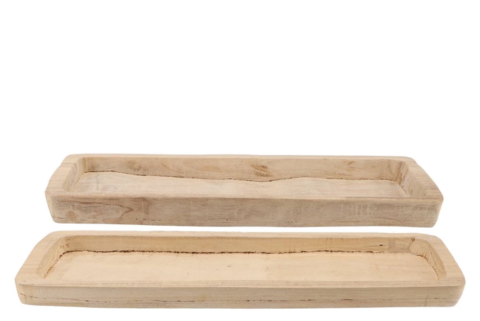 <h4>Wood Natural Tray Rectangle 55x21x4cm S/2 Nm</h4>