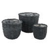 Wicker Basket Black Pot Set 3dlg 25x21cm