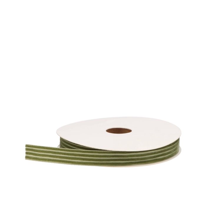 <h4>Ribbon Velvety Stripe Moss Green 10mx15mm</h4>
