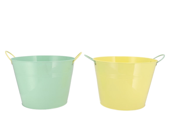 <h4>Zinc Basic Pastel Green/yellow Ears Bucket 27x20cm</h4>