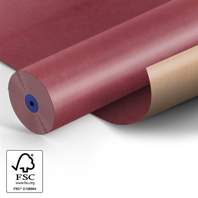 Paper 60cm brown kraft 50gr  Fond burgundy 400m.