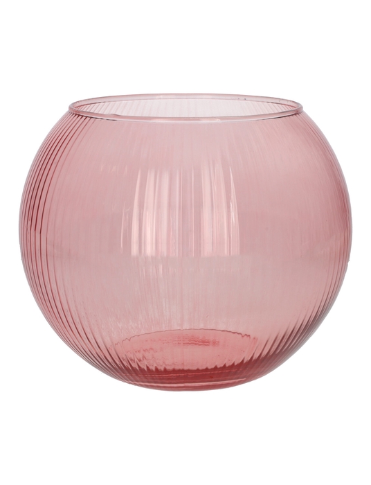 <h4>DF02-883917800 - Glass bowl Alverda Lines d12/19xh15.5 tea rose</h4>