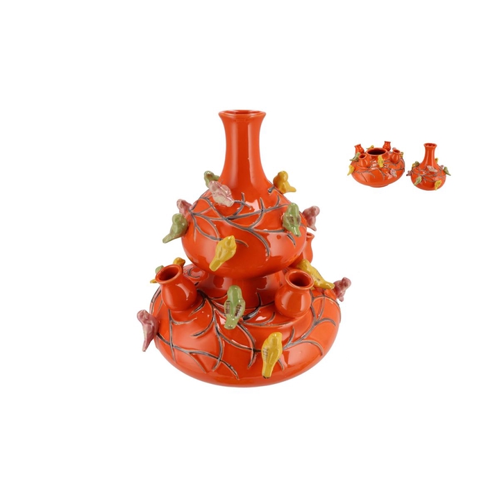 <h4>Bird Vase Orange Bubbles 28x32cm</h4>