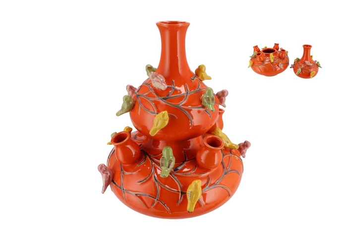 <h4>Bird Vase Orange Bubbles 28x32cm</h4>