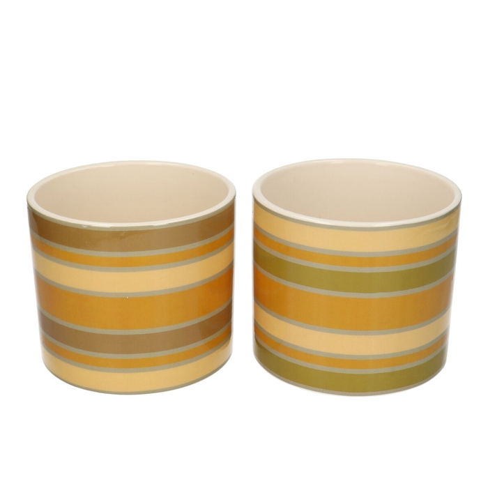 Ceramics Pot stripe d13*11.5cm