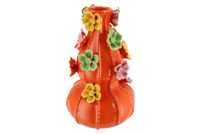 Flower Orange Vase Bubbels 19x31cm