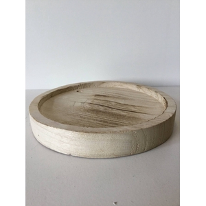 wooden tray round 21x21x3cm brown burned