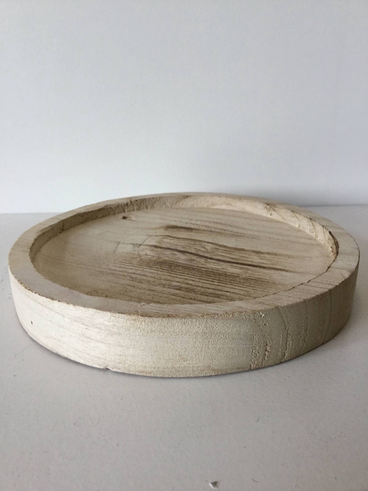 wooden tray round 21x21x3cm brown burned